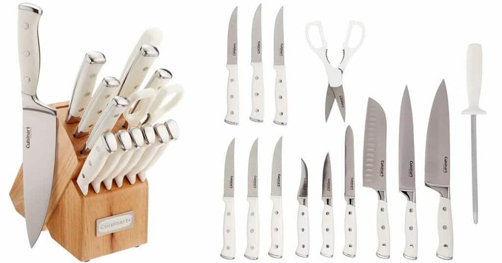 Fingerhut - Sabatier Triple-Riveted 15-Pc. Knife Block Set - White