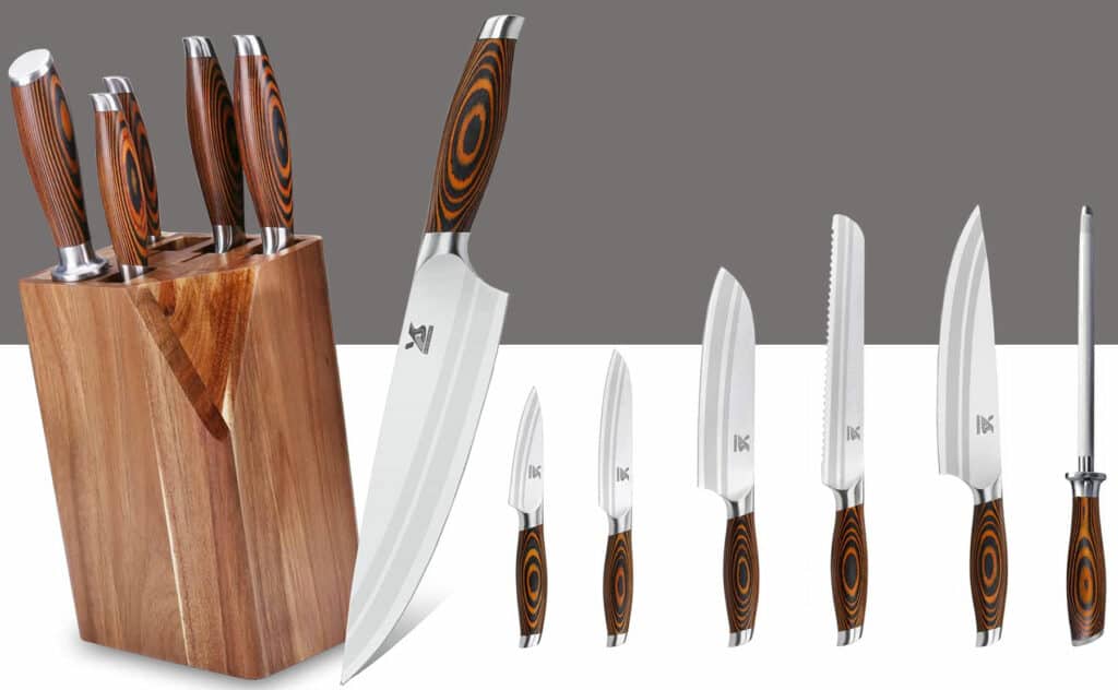 7pc Sabatier Stainless Steel Handle Kitchen Knife Set with Scissors