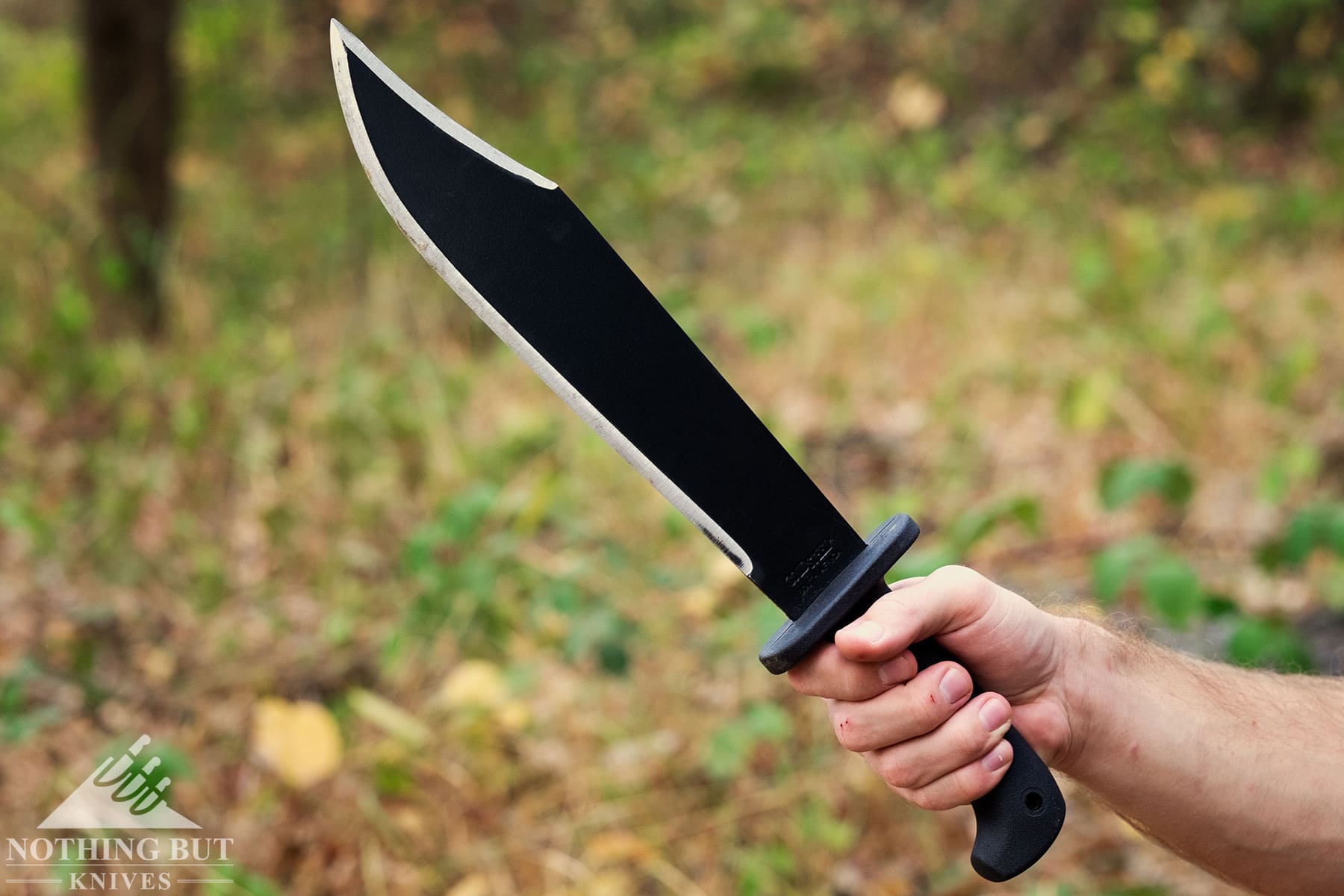 The Black Bear Bowie being held in a hammer grip.