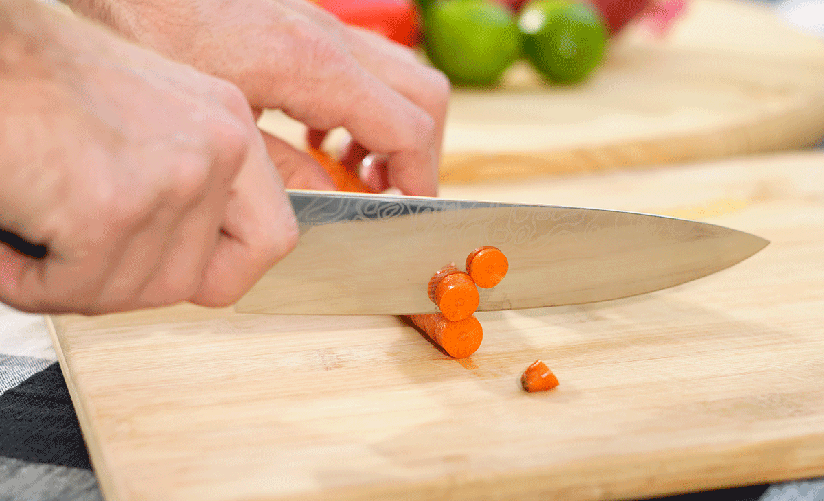 FODCOKI Damascus Kitchen Knife 8 inch- Japanese Chef Knife Damascus Steel  VG10 Blade Razor Sharp Professional Meat Vegetable Cutting Knife- Wooden