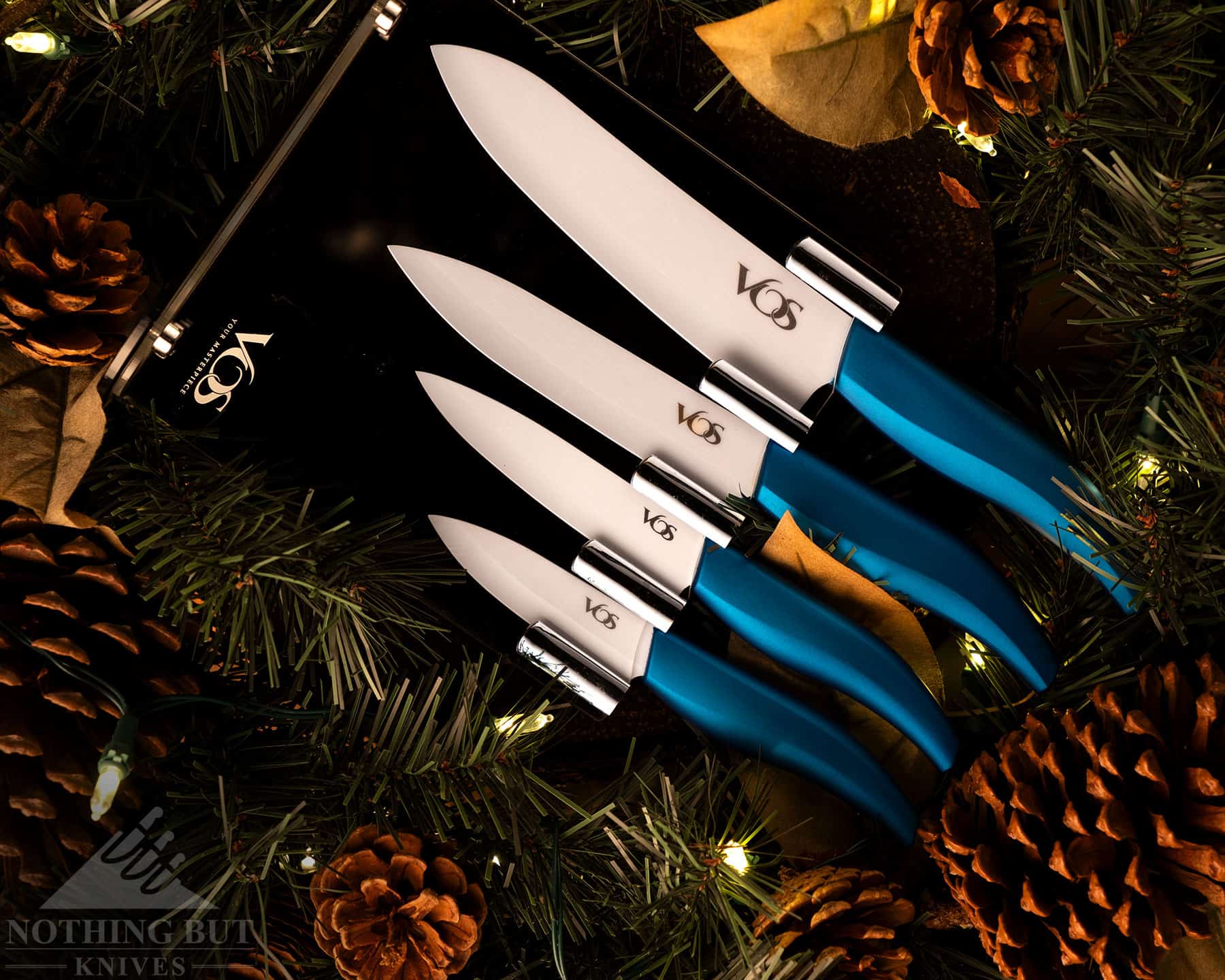 Vos Ceramic Knives with Block Holder - 4-Pc Kitchen Knife Set for