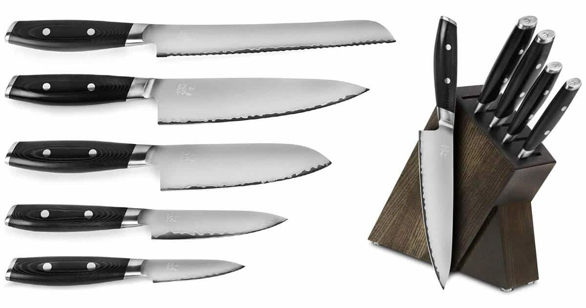 Yaxell Ran Plus 7-Piece Acacia Slim Knife Block Set
