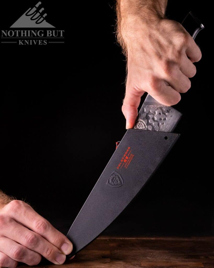Dalstrong Chef&s Knife - Shogun Series x Gyuto - Japanese AUS-10V - Vacuum Treated - Hammered Finish - 8 inch - w/ Guard