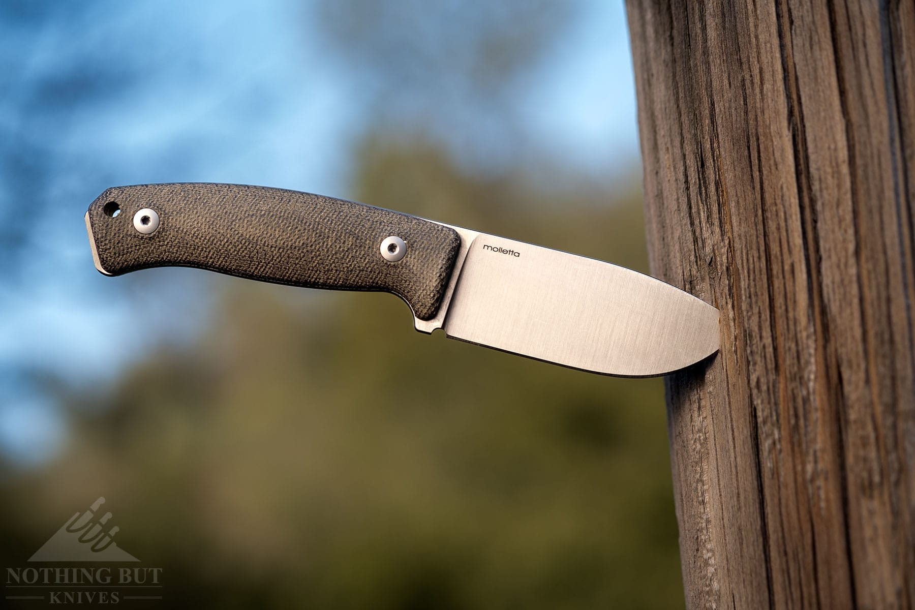 The LionSteel M2M sticking out of a fence post.